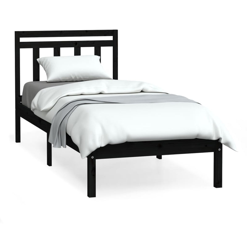 vidaXL fekete tömör fa ágykeret 75 x 190 cm (Small Single)