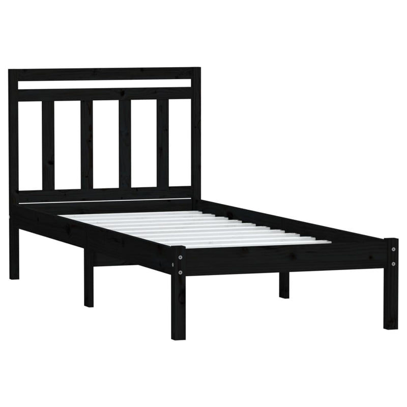 vidaXL fekete tömör fa ágykeret 75 x 190 cm (Small Single)