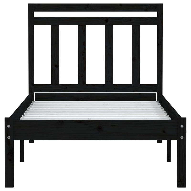 vidaXL fekete tömör fa ágykeret 75 x 190 cm (Small Single)