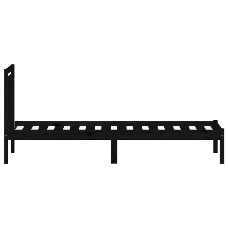 vidaXL fekete tömör fa ágykeret 75 x 190 cm (Small Single)