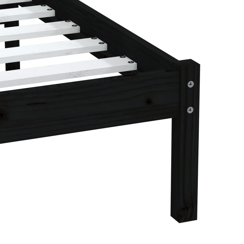 vidaXL fekete tömör fa ágykeret 75 x 190 cm (Small Single)