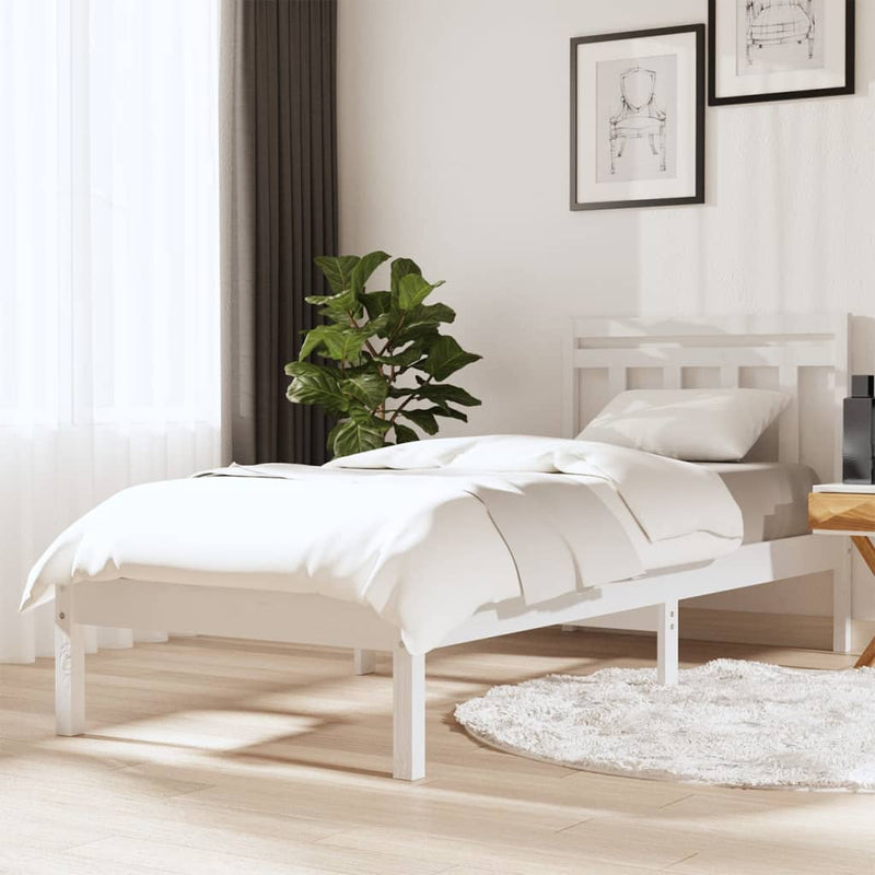 vidaXL fehér tömör fa ágykeret 90 x 190 cm (Single)
