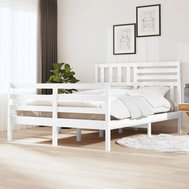 vidaXL fehér tömör fenyőfa ágykeret 120 x 200 cm