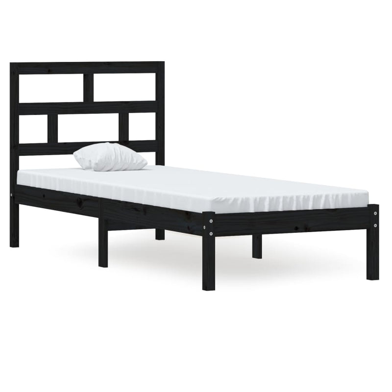 vidaXL fekete tömör fa ágykeret 75 x 190 cm (Small Single)