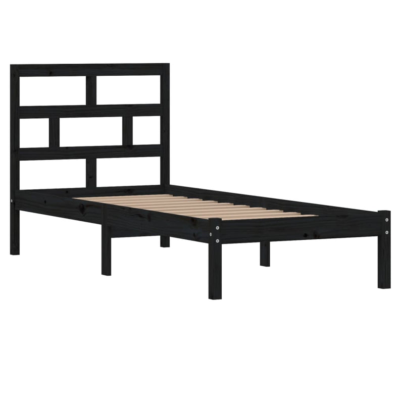 vidaXL fekete tömör fa ágykeret 75 x 190 cm (Small Single)