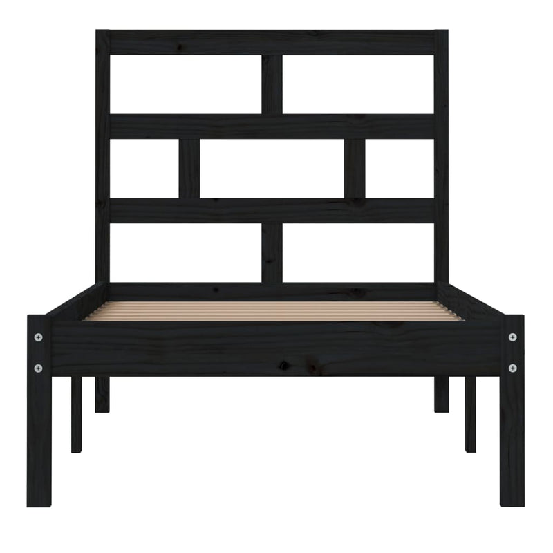 vidaXL fekete tömör fa ágykeret 75 x 190 cm (Small Single)