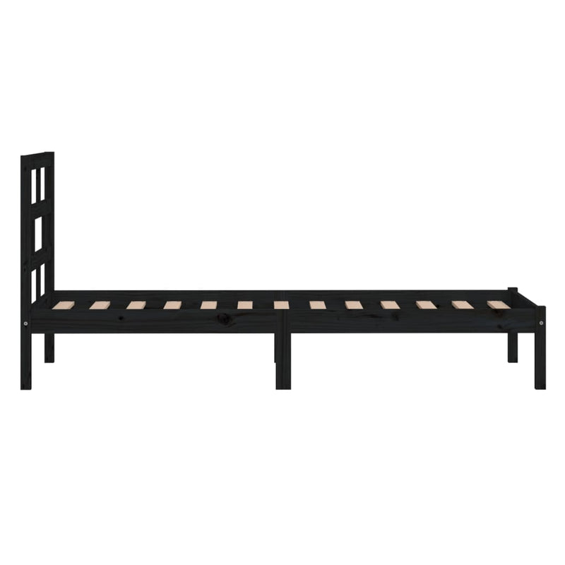 vidaXL fekete tömör fa ágykeret 75 x 190 cm (Small Single)