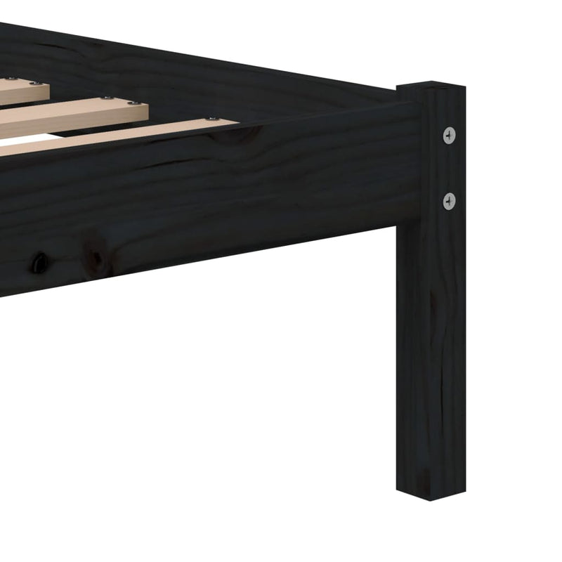 vidaXL fekete tömör fa ágykeret 75 x 190 cm (Small Single)