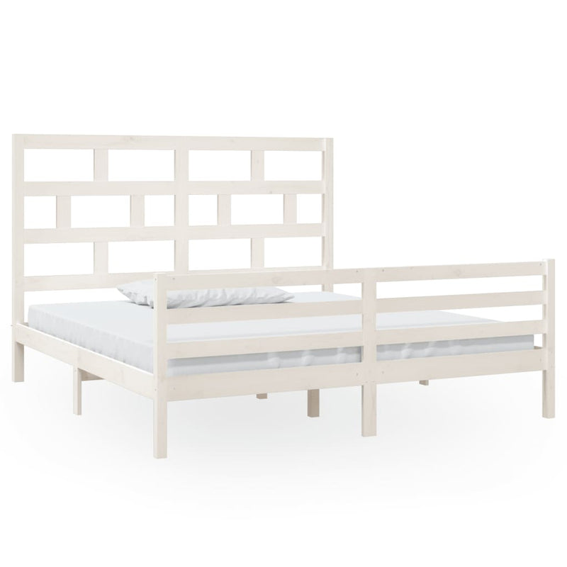 vidaXL Super King fehér tömör fa ágykeret 180 x 200 cm