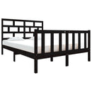 vidaXL Double fekete tömör fenyőfa ágykeret 135 x 190 cm