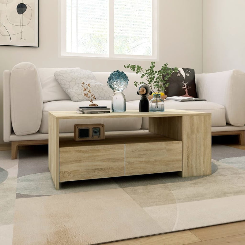 vidaXL sonoma tölgy színű szerelt fa dohányzóasztal 102 x 55 x 42 cm