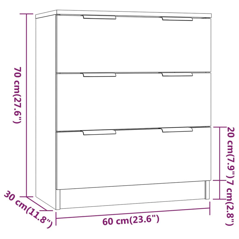 vidaXL betonszürke szerelt fa tálalóasztal 60 x 30 x 70 cm