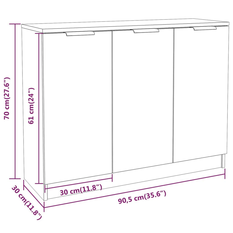 vidaXL betonszürke szerelt fa tálalóasztal 90,5x30x70 cm