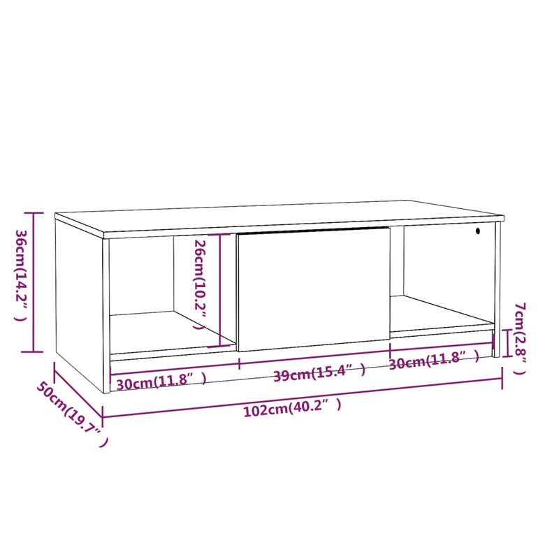 vidaXL betonszürke szerelt fa dohányzóasztal 102 x 50 x 36 cm