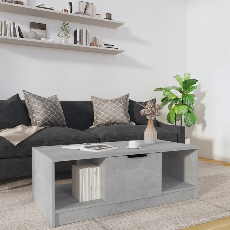 vidaXL betonszürke szerelt fa dohányzóasztal 102 x 50 x 36 cm