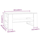 vidaXL füstös tölgy színű szerelt fa dohányzóasztal 102 x 55 x 45 cm