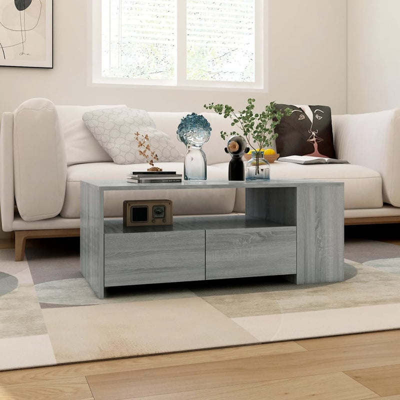 vidaXL szürke sonoma színű szerelt fa dohányzóasztal 102 x 55 x 42 cm