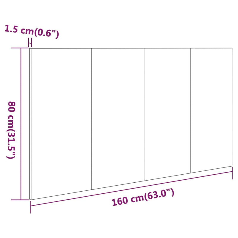 vidaXL barna tölgy színű szerelt fa ágyfejtámla 160x1,5x80 cm