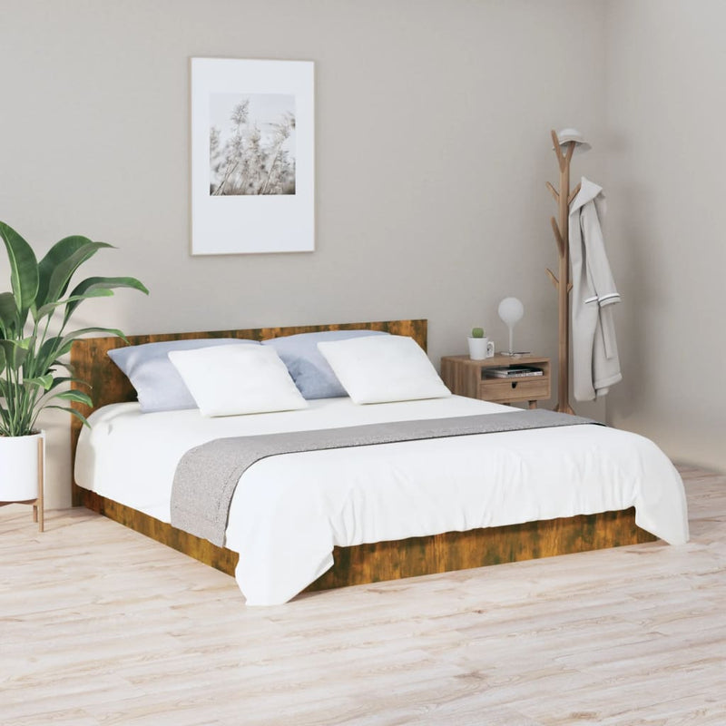 vidaXL füstös tölgy színű szerelt fa ágyfejtámla 200x1,5x80 cm
