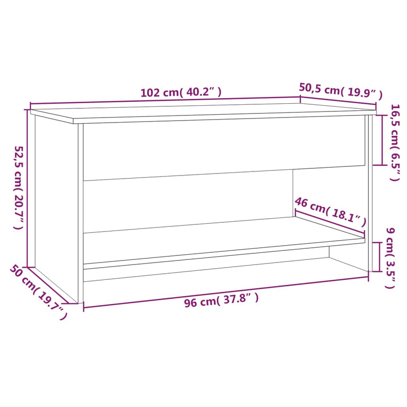 vidaXL betonszürke szerelt fa dohányzóasztal 102x50x52,5 cm