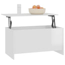 vidaXL magasfényű fehér szerelt fa dohányzóasztal 102 x 55,5 x 52,5 cm