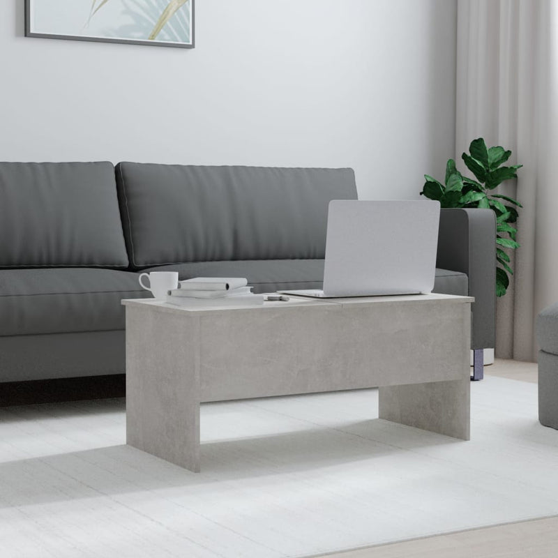 vidaXL betonszürke szerelt fa dohányzóasztal 102 x 50,5 x 46,5 cm