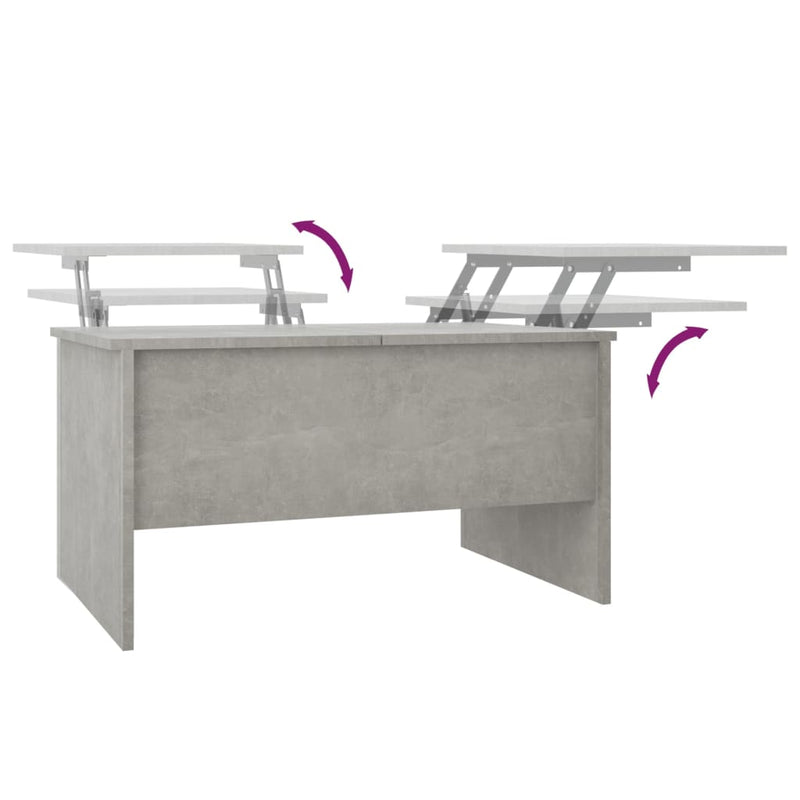 vidaXL betonszürke szerelt fa dohányzóasztal 80 x 50 x 42,5 cm