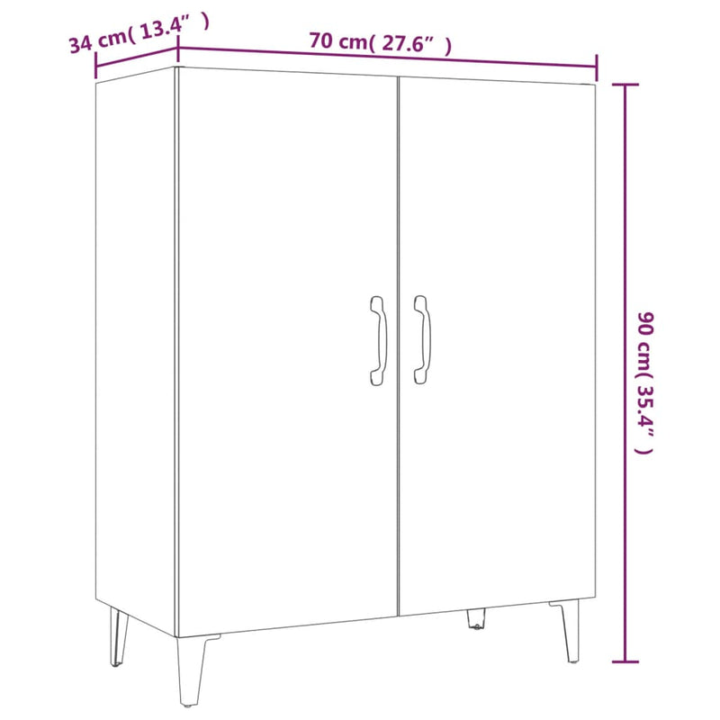 vidaXL betonszürke szerelt fa tálalószekrény 70 x 34 x 90 cm