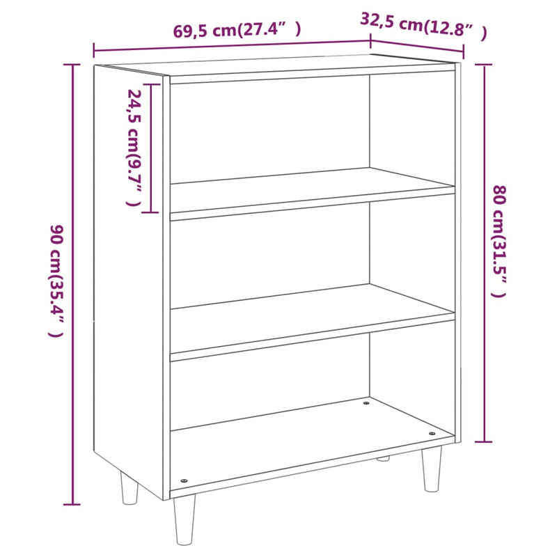vidaXL betonszürke szerelt fa tálalószekrény 69,5 x 32,5 x 90 cm