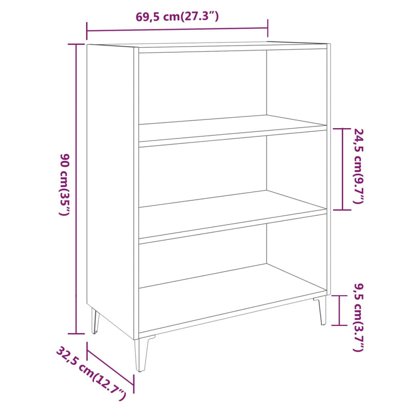 vidaXL betonszürke szerelt fa tálalószekrény 69,5 x 32,5 x 90 cm