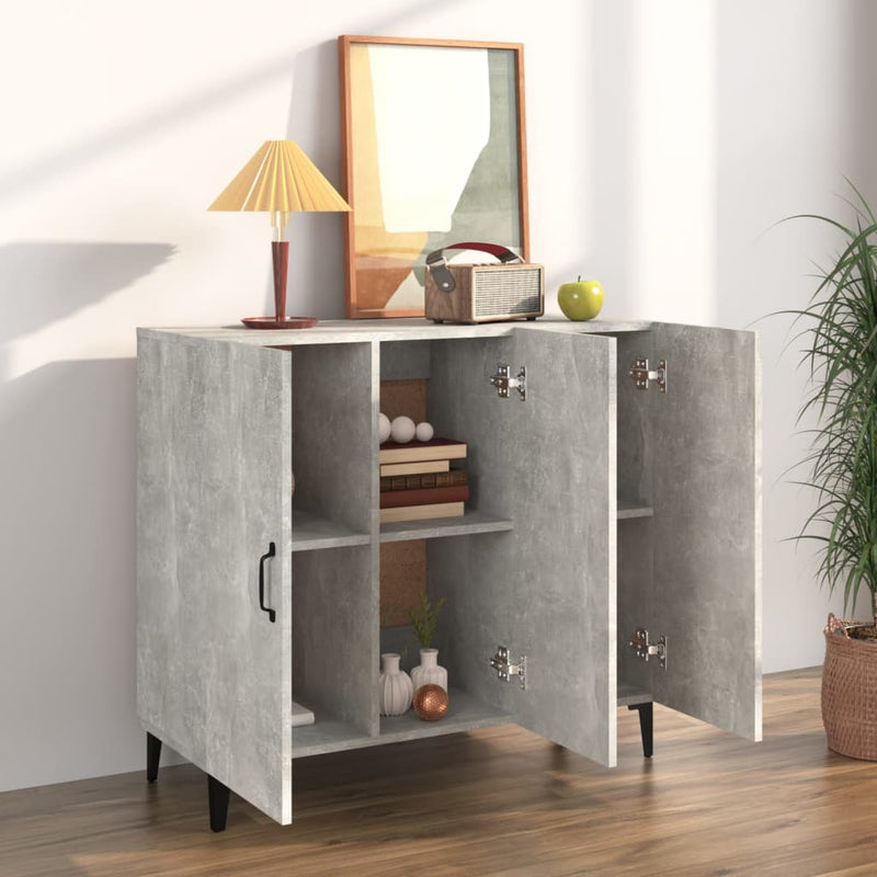 vidaXL betonszürke szerelt fa tálalószekrény 90 x 34 x 80 cm