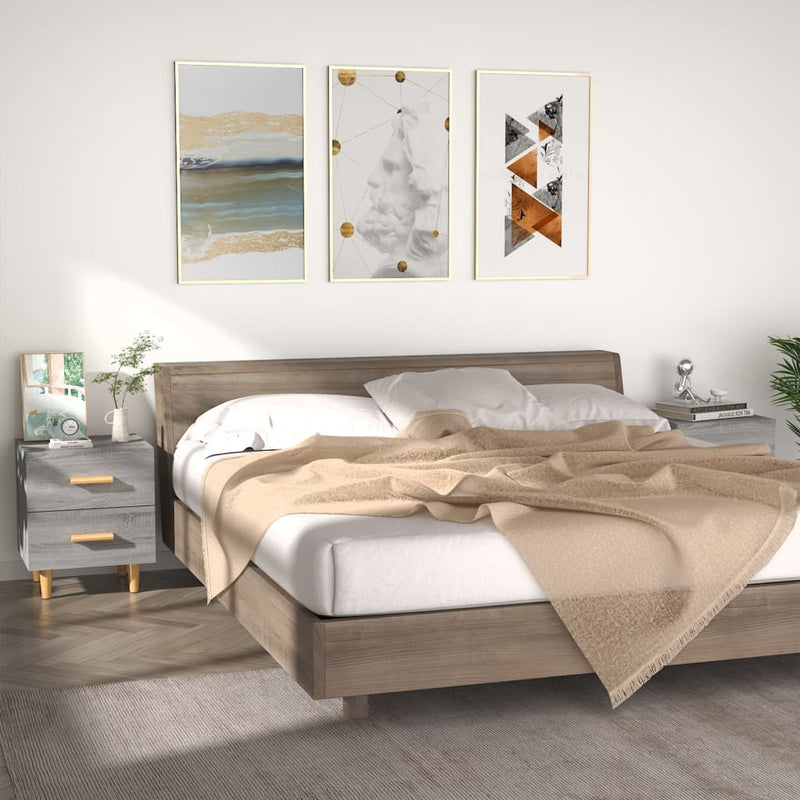 vidaXL 2 db szürke sonoma színű éjjeliszekrény 40 x 35 x 47,5 cm