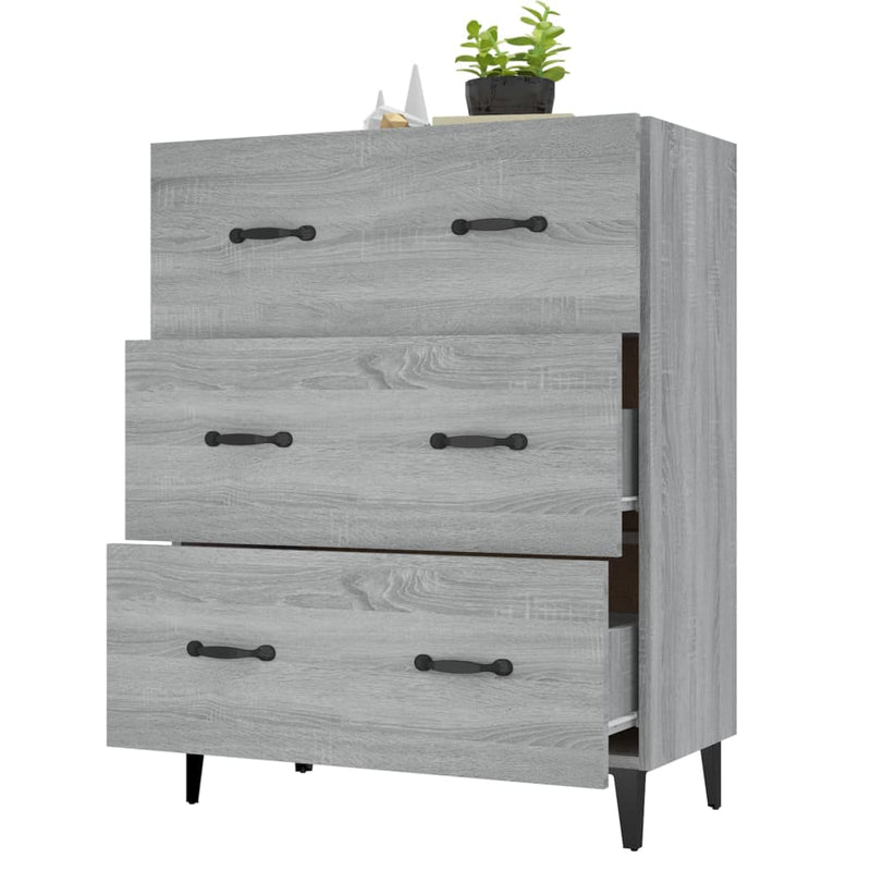 vidaXL szürke sonoma színű szerelt fa tálalószekrény 69,5 x 34 x 90 cm