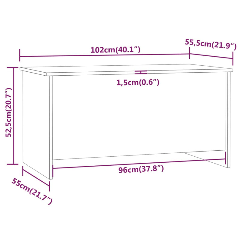 vidaXL szürke sonoma színű szerelt fa dohányzóasztal 102x55,5x52,5 cm