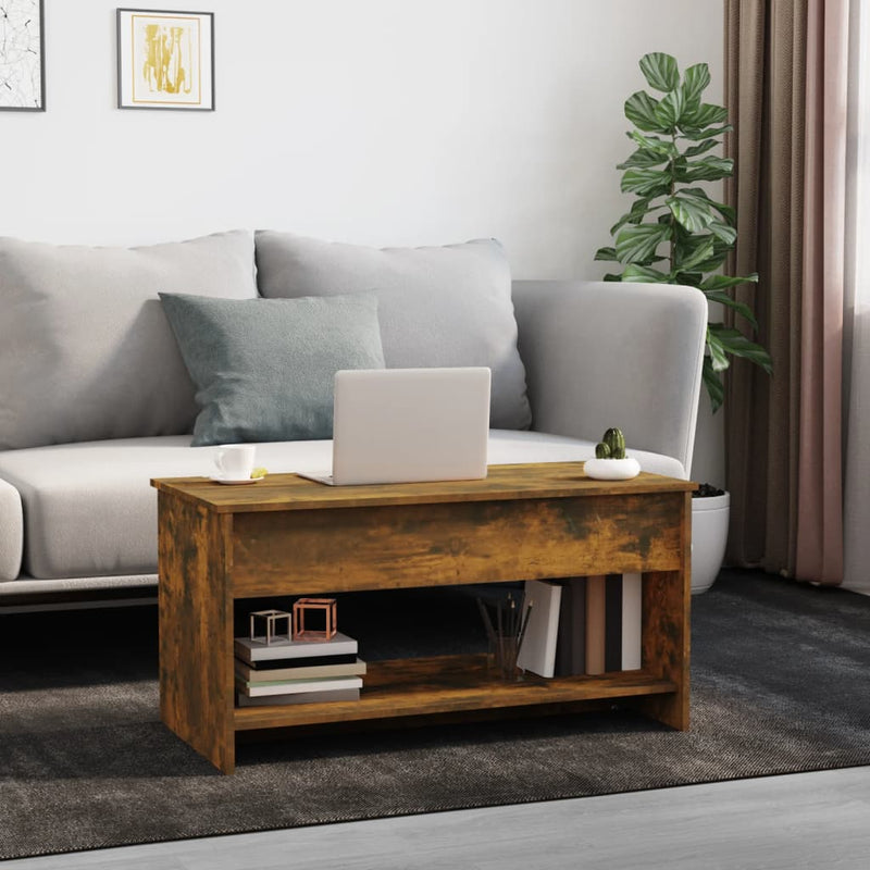 vidaXL füstös tölgy színű szerelt fa dohányzóasztal 102 x 50 x 52,5 cm