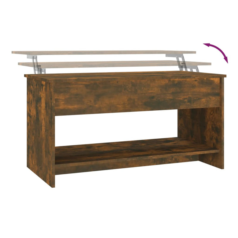 vidaXL füstös tölgy színű szerelt fa dohányzóasztal 102 x 50 x 52,5 cm