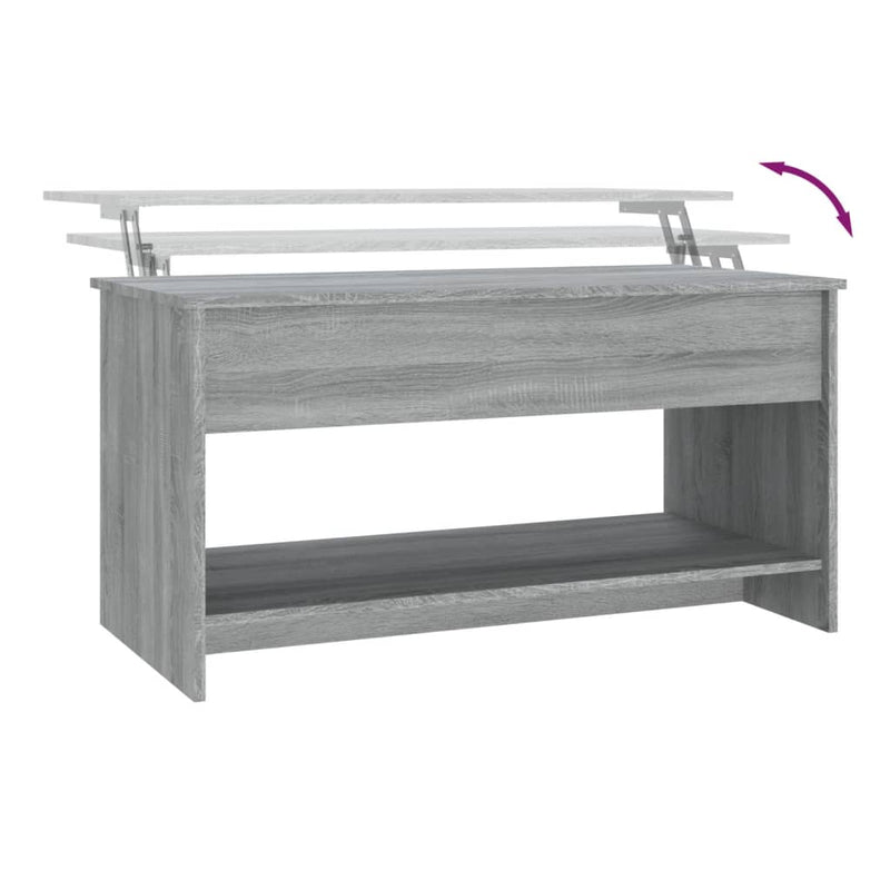 vidaXL szürke sonoma színű szerelt fa dohányzóasztal 102x50x52,5 cm