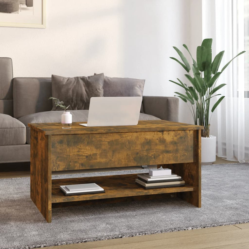 vidaXL füstös tölgy színű szerelt fa dohányzóasztal 80 x 50 x 40 cm
