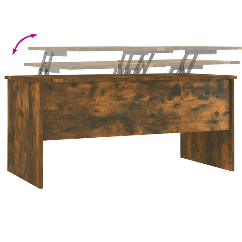 vidaXL füstös tölgy színű szerelt fa dohányzóasztal 102x50,5x46,5 cm