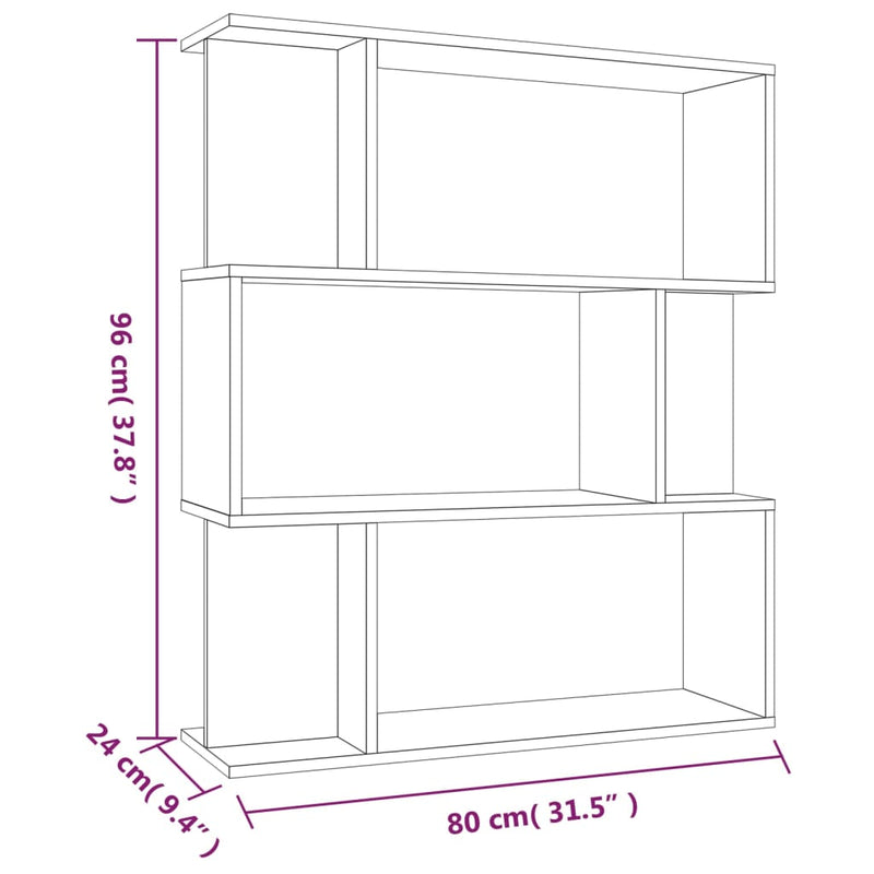 vidaXL füstös tölgy színű fa könyvszekrény/térelválasztó 80x24x96 cm