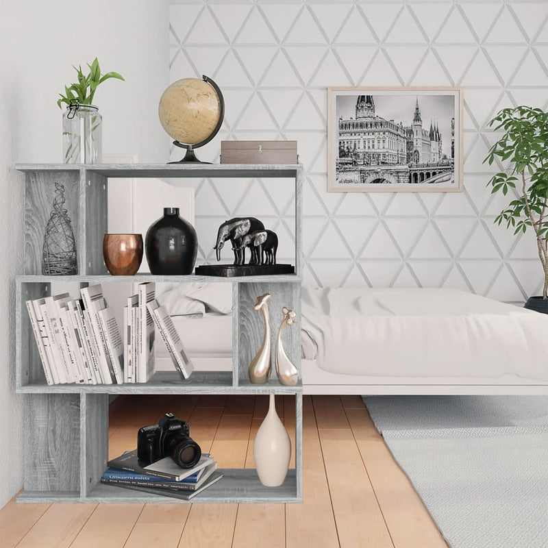 vidaXL szürke sonoma színű fa könyvszekrény/térelválasztó 80x24x96 cm