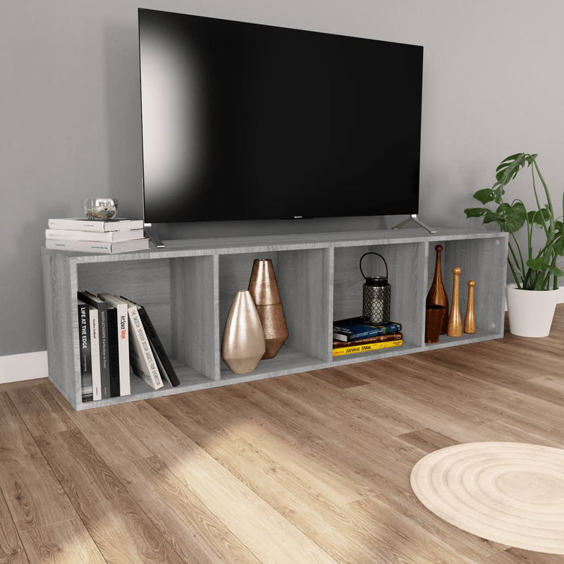 vidaXL szürke sonoma színű szerelt fa könyv-/TV-szekrény 36x30x143 cm
