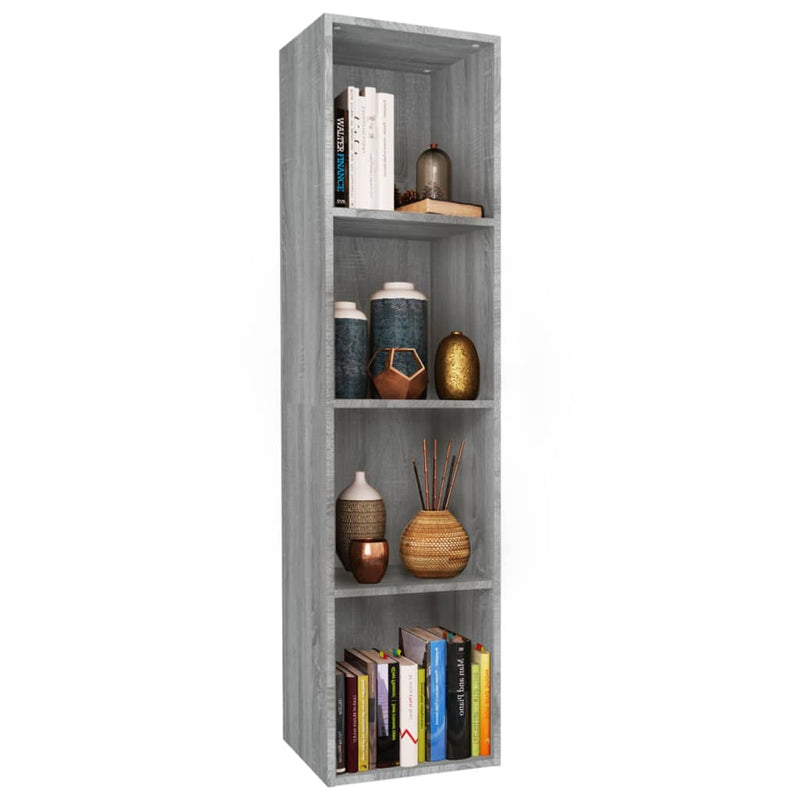 vidaXL szürke sonoma színű szerelt fa könyv-/TV-szekrény 36x30x143 cm