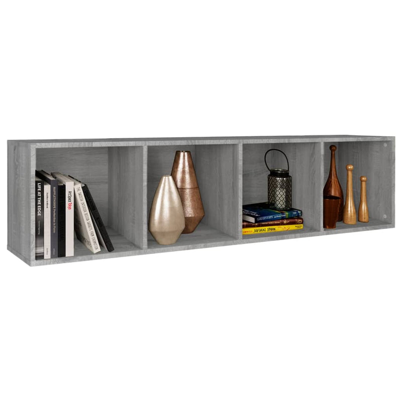 vidaXL szürke sonoma színű szerelt fa könyv-/TV-szekrény 36x30x143 cm