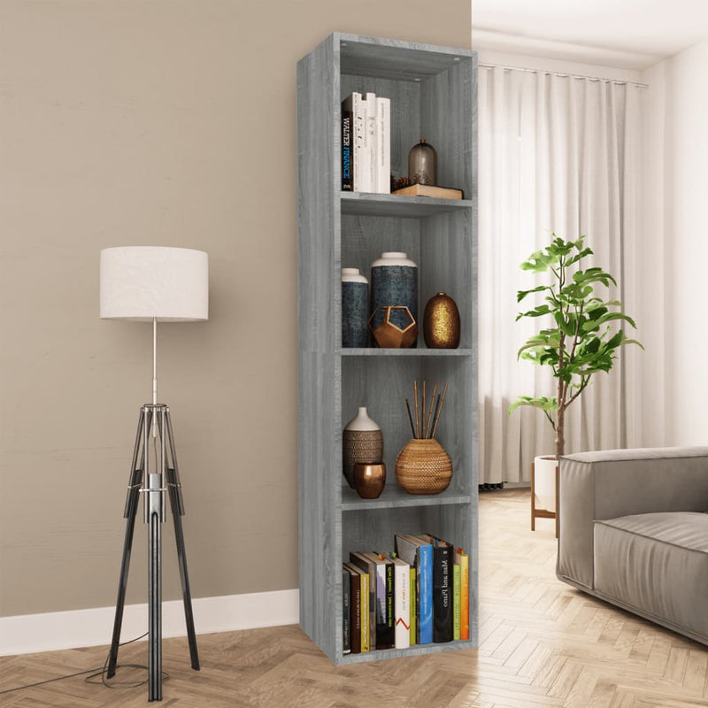 vidaXL szürke sonoma színű szerelt fa könyv-/TV-szekrény 36x30x143 cm