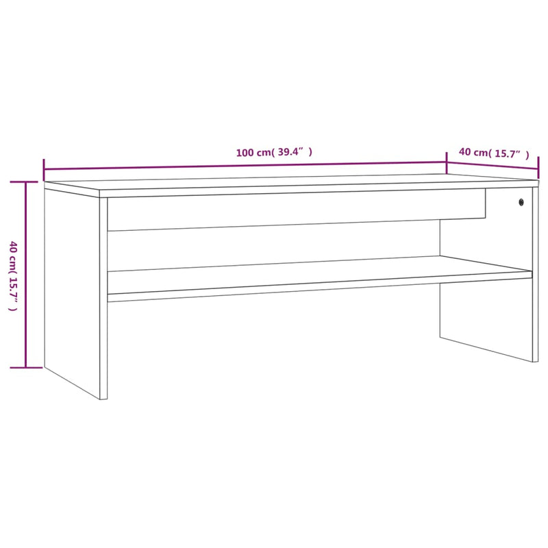 vidaXL füstös tölgy színű szerelt fa dohányzóasztal 100 x 40 x 40 cm