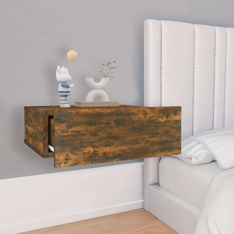vidaXL 2 db füstös tölgy színű függő éjjeliszekrény 40 x 30 x 15 cm