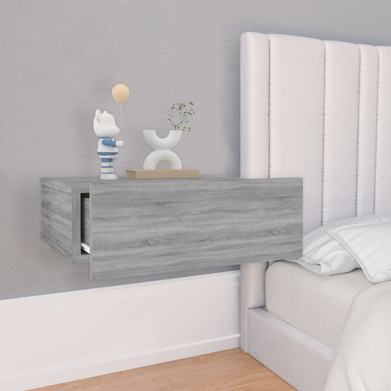 vidaXL szürke sonoma színű fa fali éjjeliszekrény 40 x 30 x 15 cm