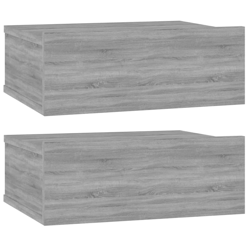 vidaXL 2 db szürke-sonoma szerelt fa függő éjjeliszekrény 40x30x15 cm