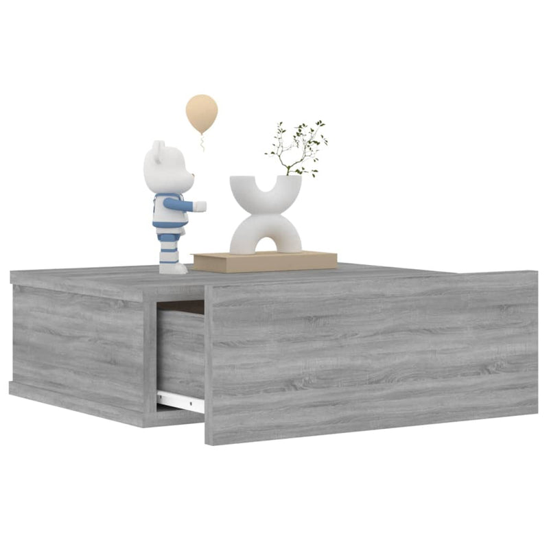 vidaXL 2 db szürke-sonoma szerelt fa függő éjjeliszekrény 40x30x15 cm